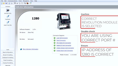 Connecting a 1280 Indicator to Revolution via Ethernet TCP/IP