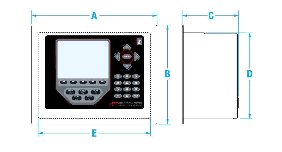 Drw 920I Panel Mount Weight Indicator Dimensions